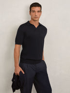 Buttonless Polo Shirt in Navy