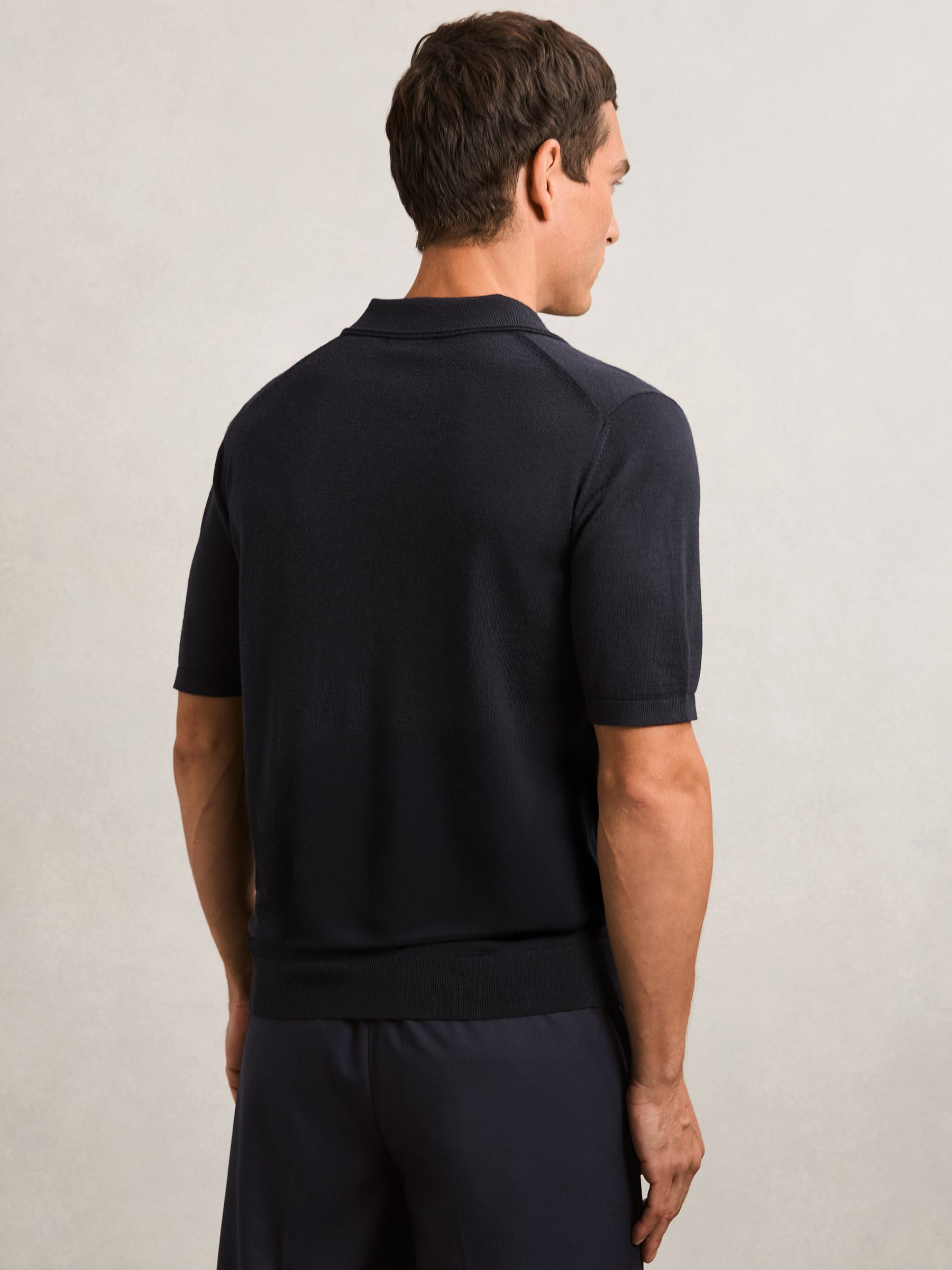 Buttonless Polo Shirt in Navy