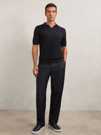 Buttonless Polo Shirt in Navy