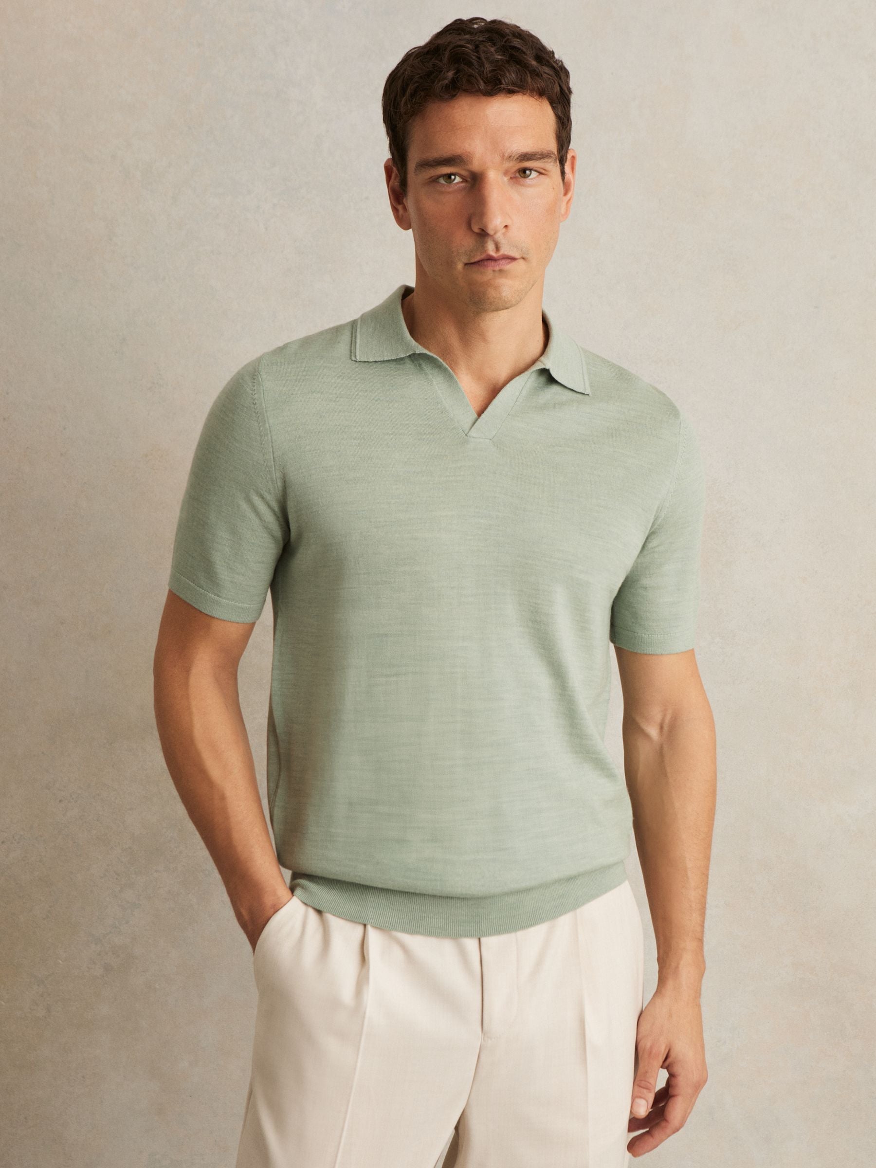 Buttonless Polo Shirt in Light Green