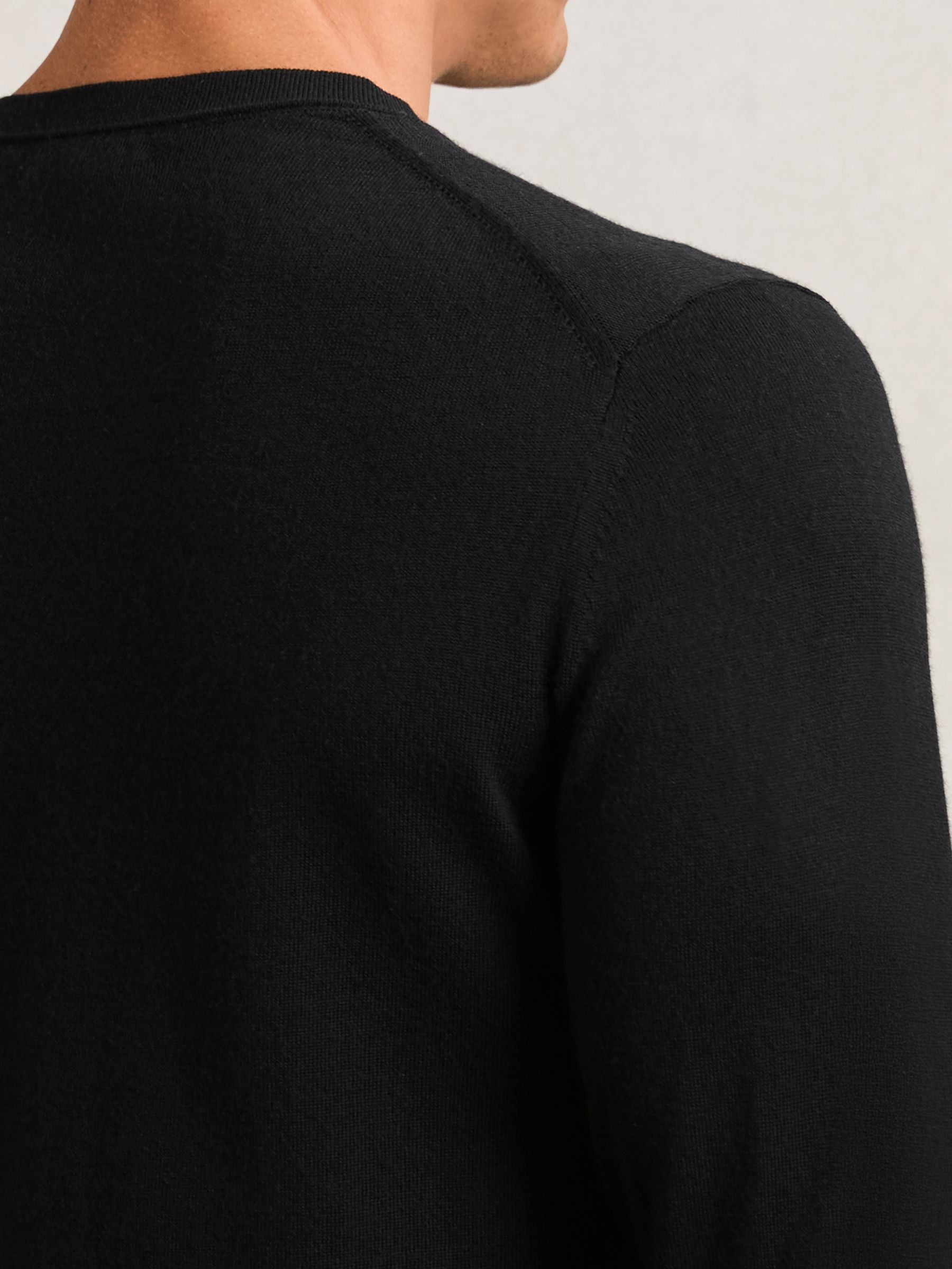 Merino Wool Crew Neck Jumper in Black