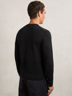 Merino Wool Crew Neck Jumper in Black