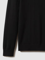 Merino Wool Crew Neck Jumper in Black