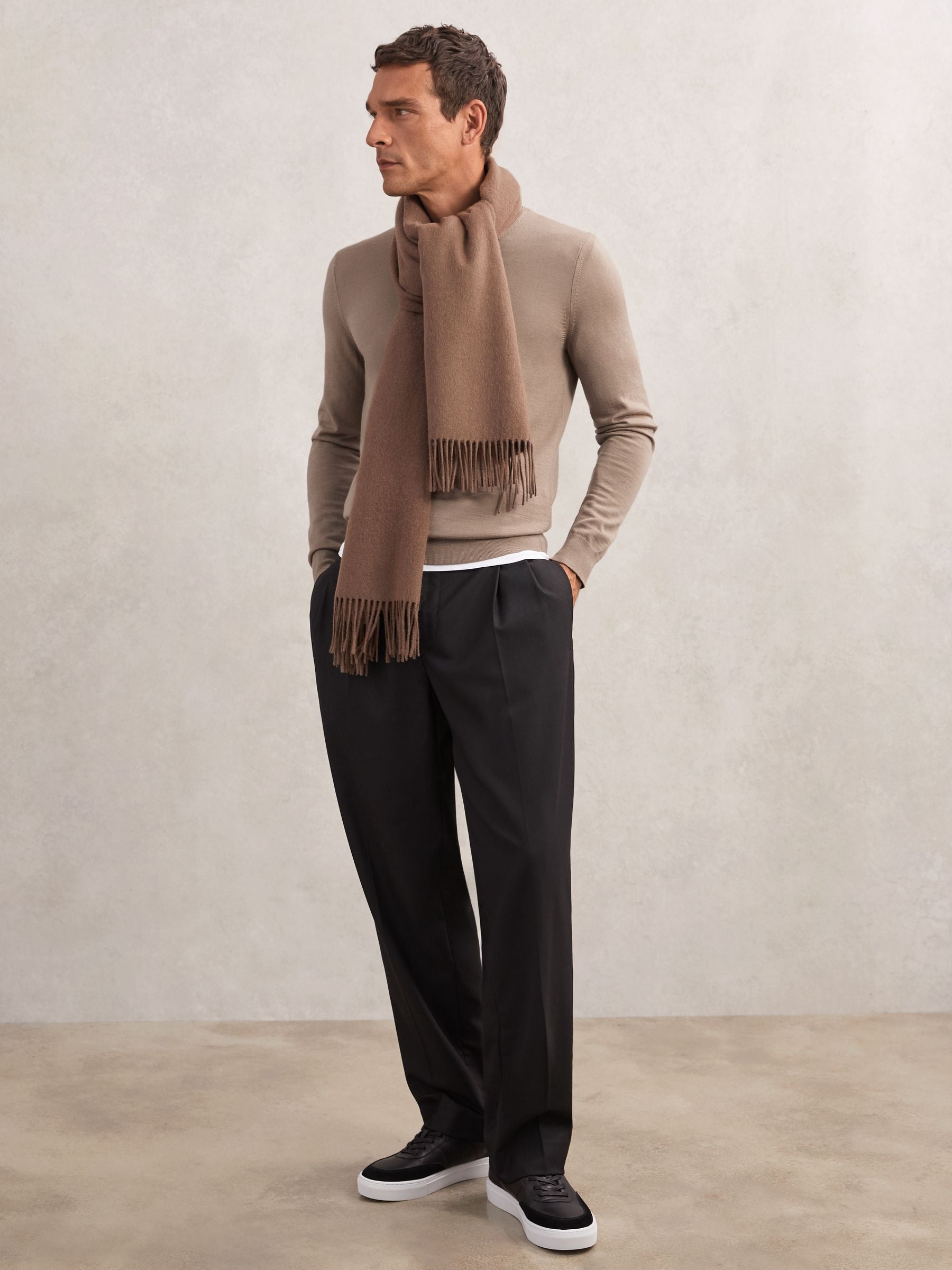 Merino Wool Crew Neck Jumper in Caramel