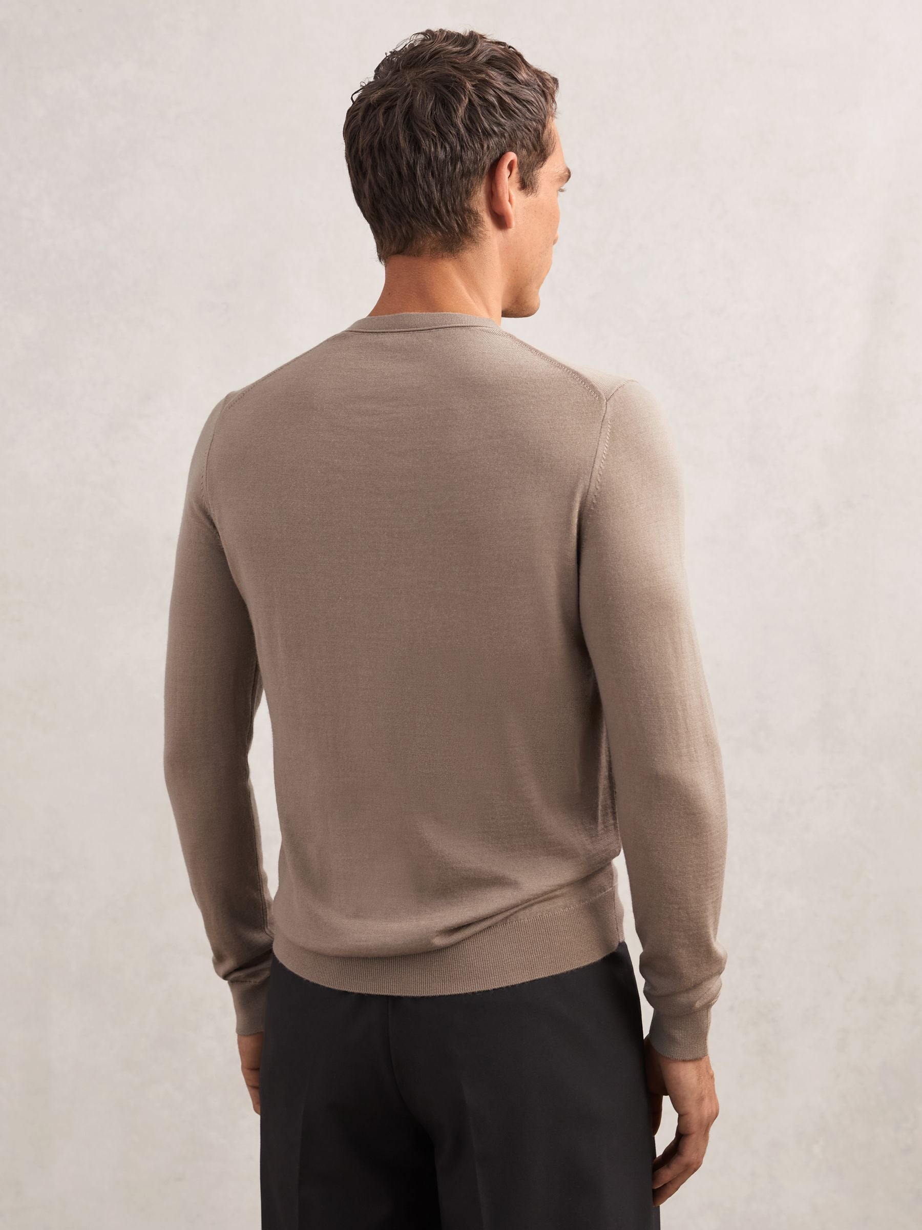 Merino Wool Crew Neck Jumper in Caramel