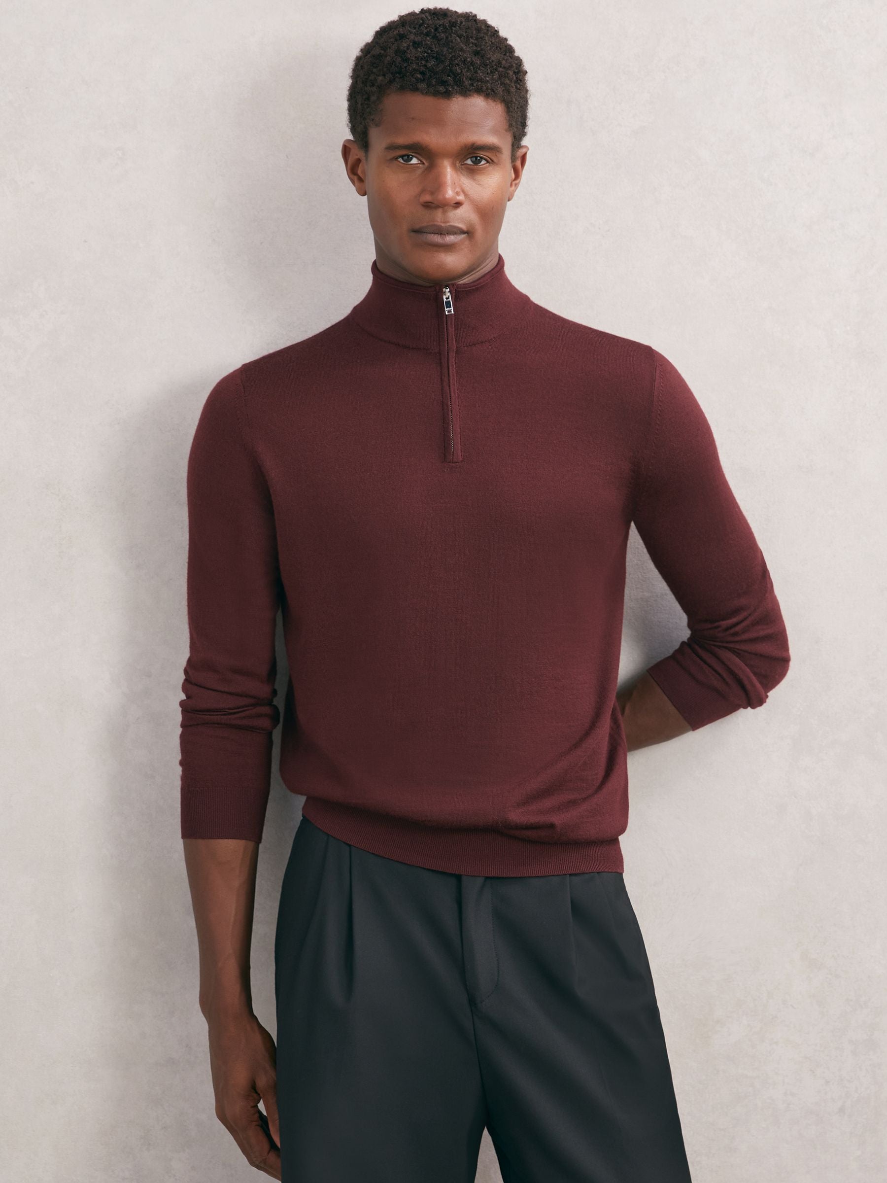 Riviera Half Zip Wine Red